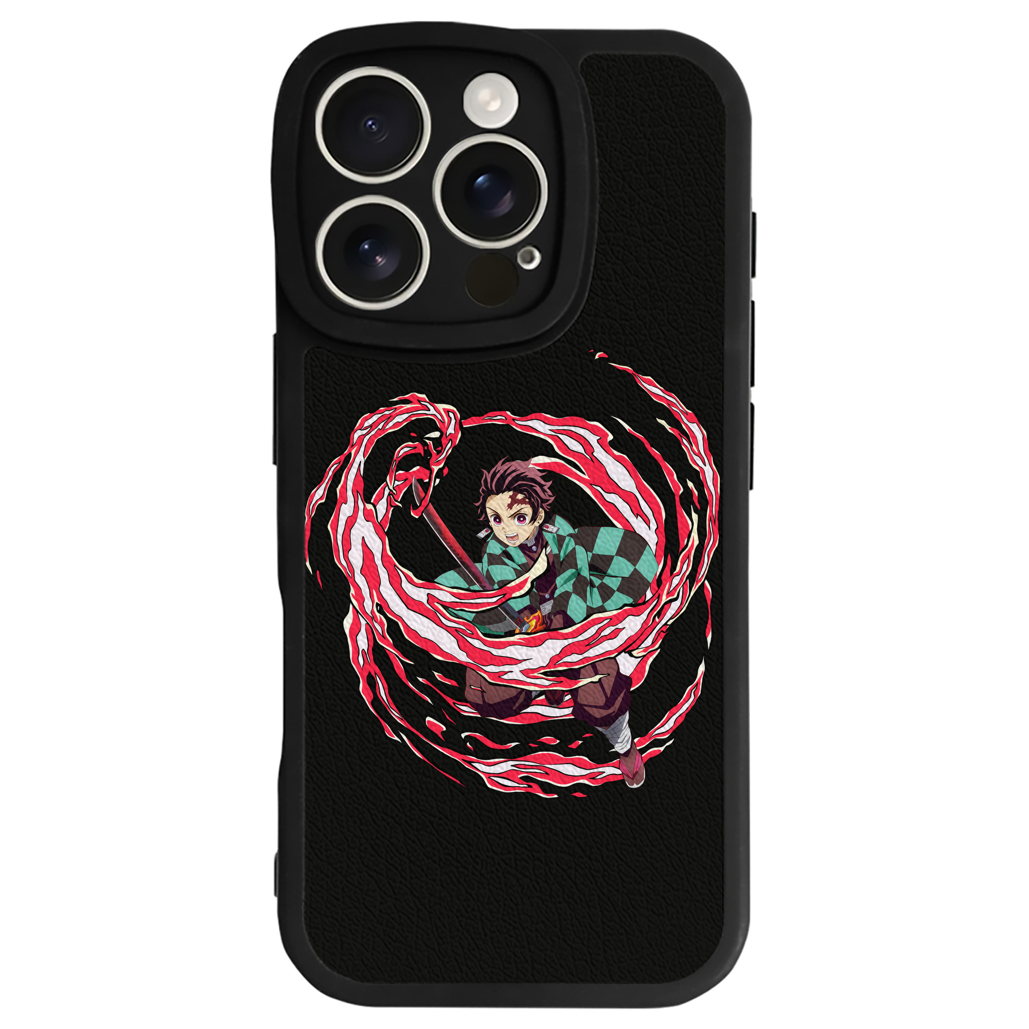 （画像用） 鬼滅の刃 竈門 炭治郎／かまど たんじろう Kamado Tanjirou 【iPhone 16シリーズ対応】シリコンスマホケース（レザー調） 材質：シリコン